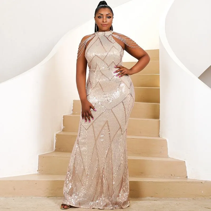 Ethnische Kleidung Plus Size Afrikanische Abendkleider für Frauen Sexy Off Shoulder Prom Pailletten Hochzeit Party Kleid Elegante Afrika Damen