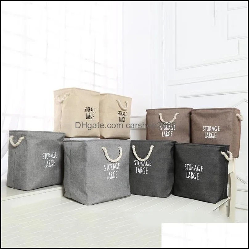 wholesale waterproof laundry storage baskets box folding portable cotton linen foldable storage bag cloth toy snack storage box dbc