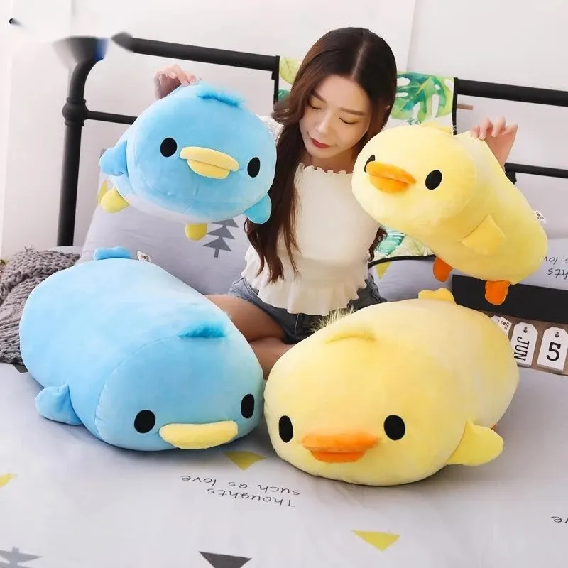 Doux mignon canard endormi jouets en peluche dessin animé Animal Kawaii dormir peluche poupée canapé oreiller anniversaire cadeau de noël 40 cm 50 cm LA392