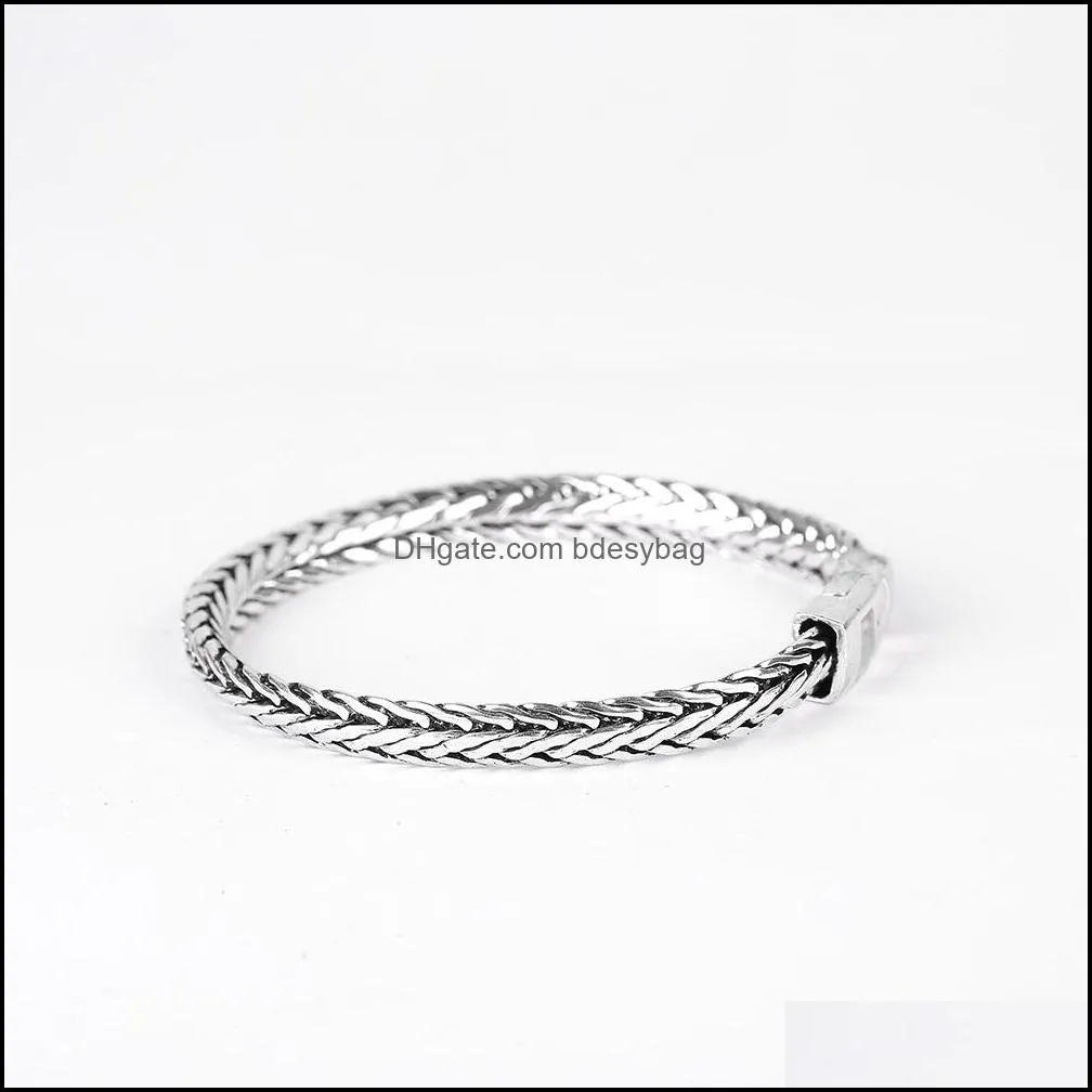 fashion link ancient silver color bracelet women heavy 5mm wide mens buddha bangles 2020 bicycle chain wristband