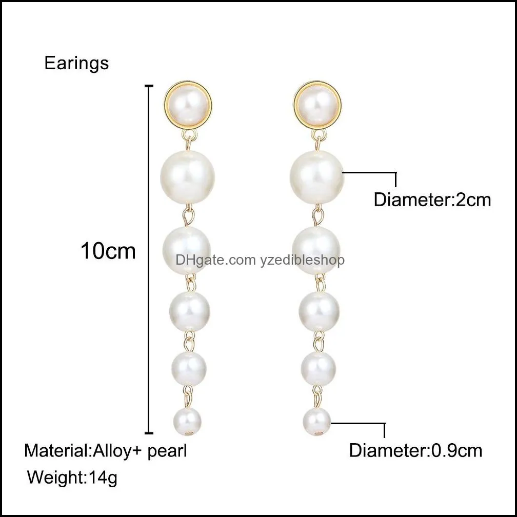 Ins Trendy Pearls Gold Stud Earring for Women Girls European and American Fashion Six Pearl Dangle Earring