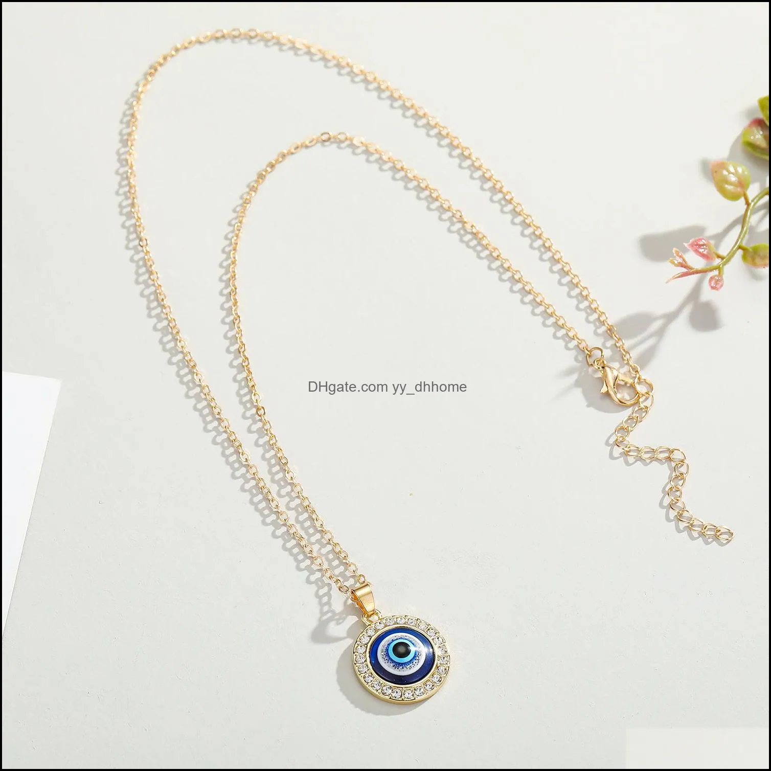 ups new jewelry turkish eye necklace dot party favor diamond round blue eye pendant necklace foreign trade sweater chain jewelry