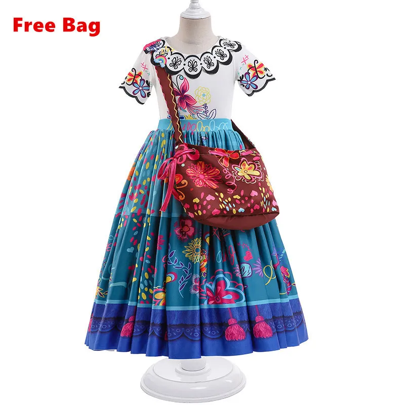 Encanto kızlar Prenses Kostüm Kids Cadılar Bayramı Mirabel Cosplay Kostüm Bebek Kız Elbise Noel Cainival Vestido 220521