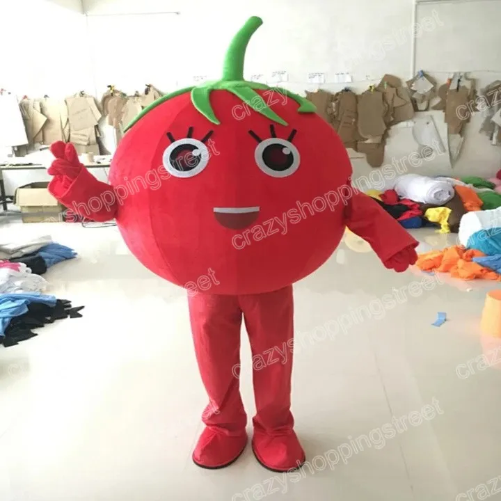 Halloween Red Tomato Mascot Costume de haute qualité Carrière de dessin animé tenues Suite des adultes Taille de Noël Carnaval Party Outdoor Tipting Advertising Costumes