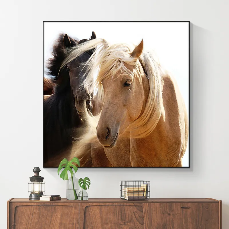 Nordique Nature cheval sauvage Animal scandinave toile peinture affiches et impressions Cuadros mur Art photo pour salon décor