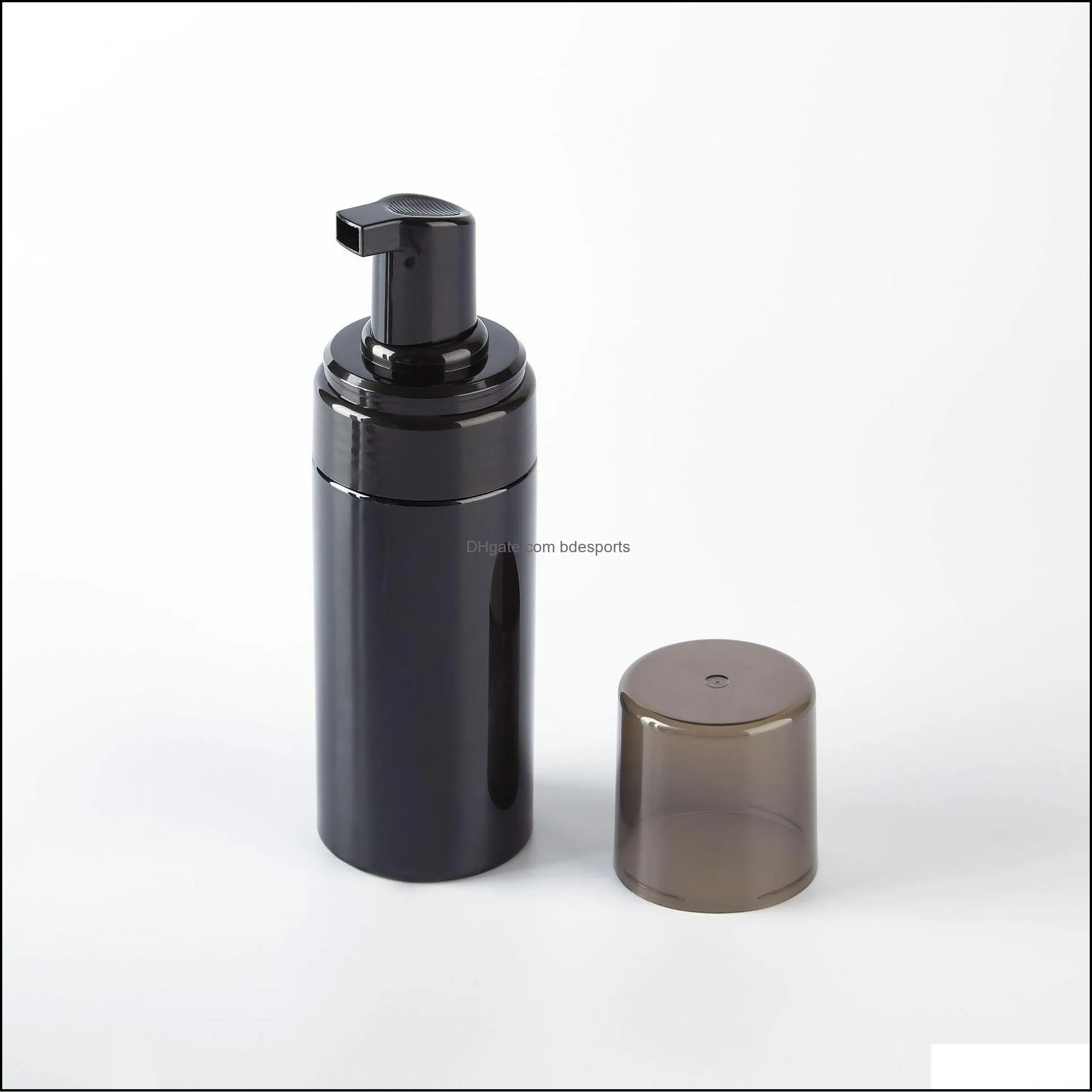 Black Plastic Foam Pump Bottles 100ml 120ml 150ml 200ml BPA Free with transparent-black cover for foaming soap mousse