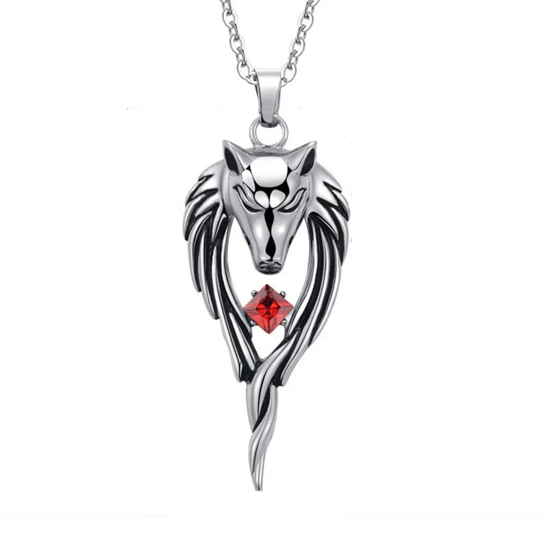 Wolf Head Necklace For Men Retro Mens Pendant Ethnic Totem Jewelry