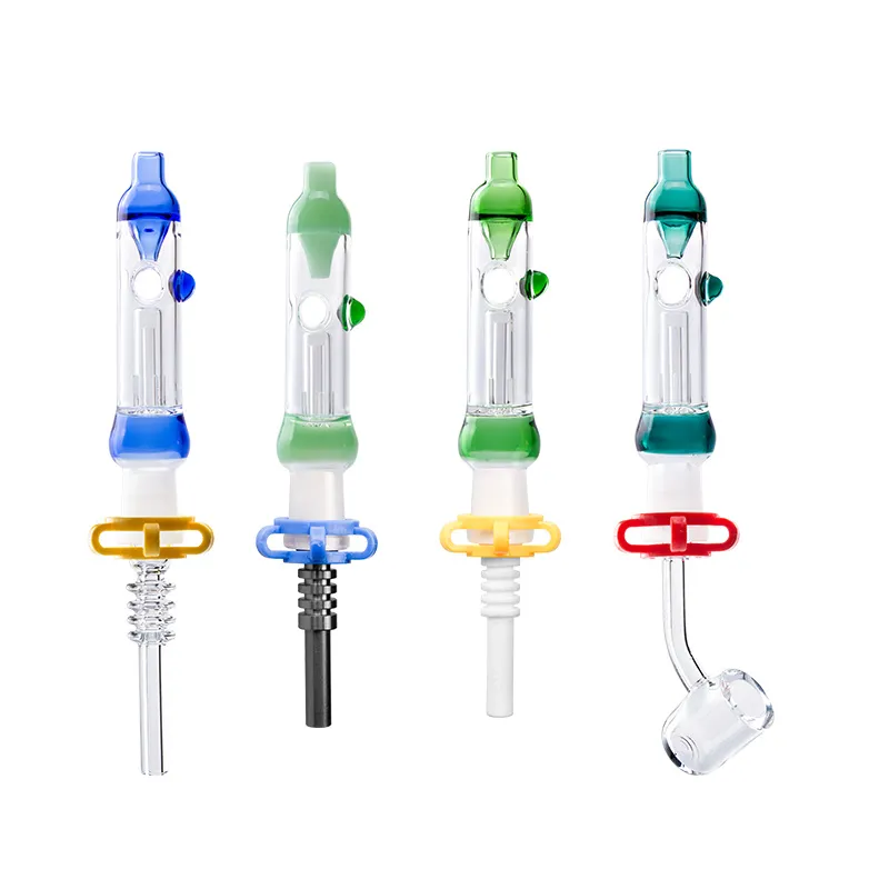 Headshop214 NC067 Narguilé 14mm Trou D'air Recycler Tuyau En Verre Titane Pointe Quartz Banger Nail Coloré Antidéversement Fumer Des Tuyaux D'eau Bongs