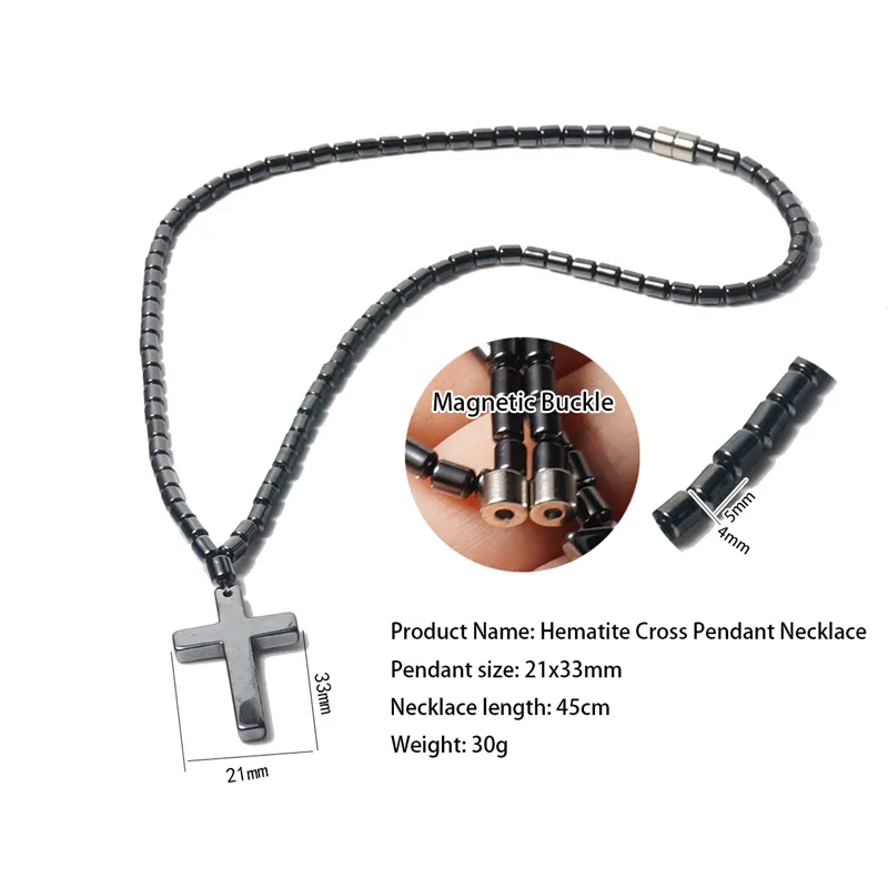 2 Pack Hematite Cross Pendant Necklaces - Unisex Men's & Women's Jewelry - New With Tags