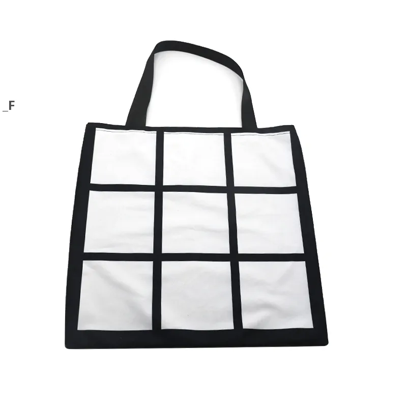 Blank Sublimation Grid Tote Bag White DIY Heat Transfer Sudoku Shopping Bags Double Sides Gridview Reusable StorageBags Handbag BBB15491