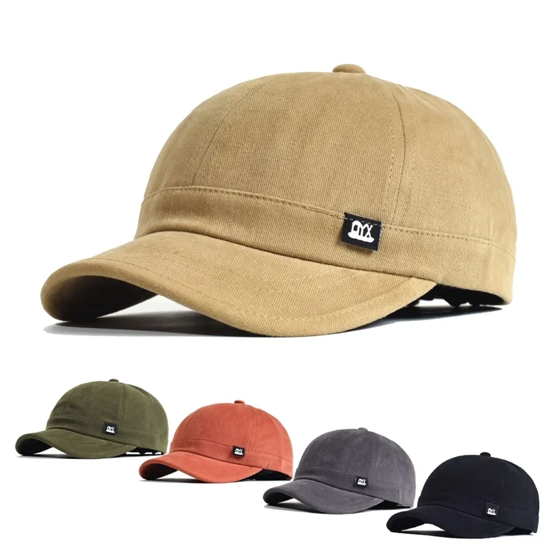 Vintage Short Brim Baseball Cap Cotton Men Women Soft Dad Hat Justerbar Trucker Style Low Profile Caps 220427