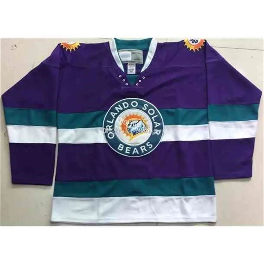 MTrR 2020 Anpassa Vintage Rare Orlando Solar Bears Hockey Jersey Broderi Stitched Any Number and Names Jerseys