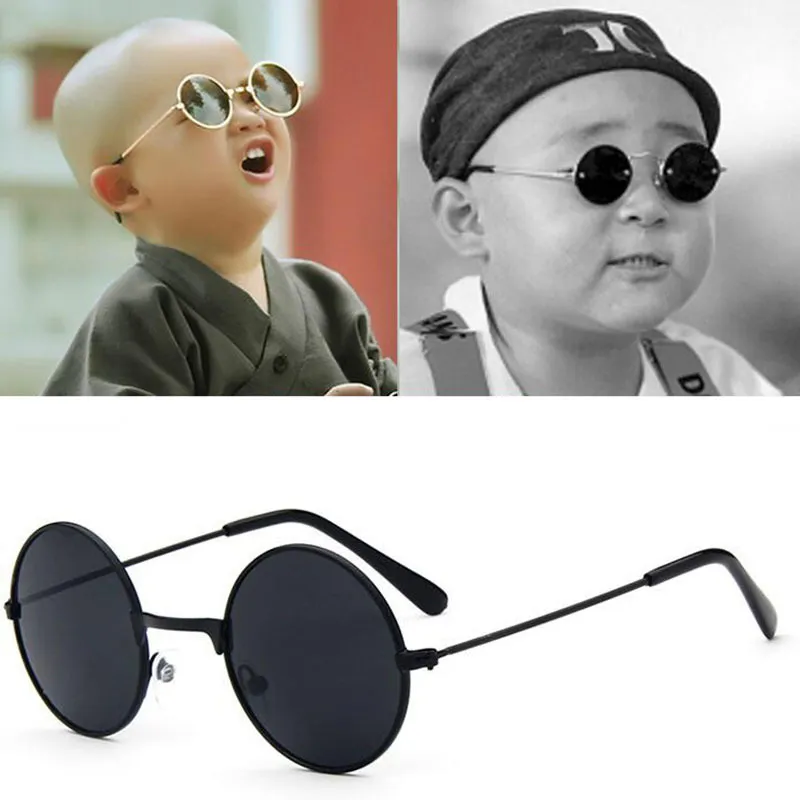 Metal Black Round Kids Solglasögon Brand Little Girl Boy Baby Barn Glasögon Goggles UV400 Liten ansiktsdräkt för 2 6 Ålder 220705