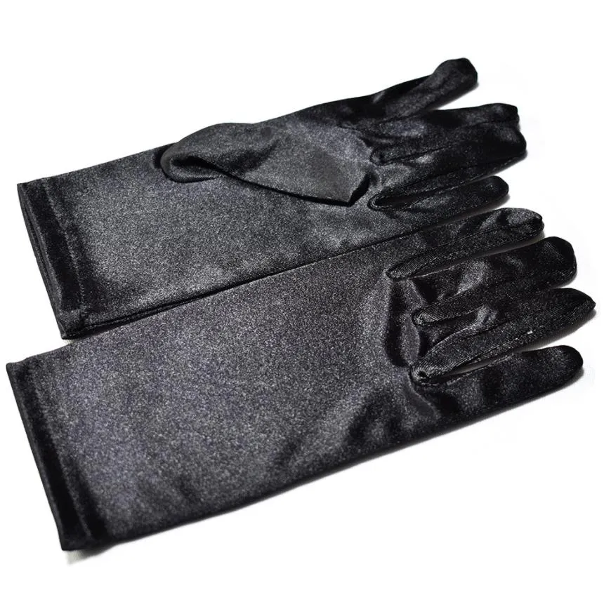 Short Satin Gloves Opera Banquet Wrist Length Glove Costume Accessories Wedding Bridal Gown Formal Gloves for Party Supplies Black White Red