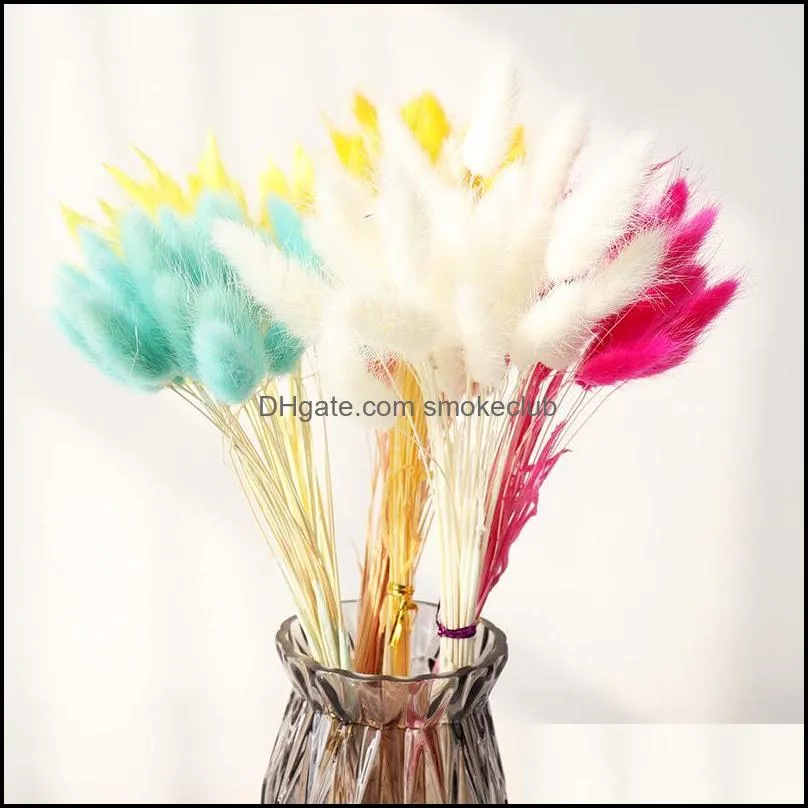 Decorative Flowers & Wreaths 30/60/100Pcs Dried Natural Flower Bouquets, Real Tail Grass&Lagurus Ovatus For Home Garden Coloful,Festi