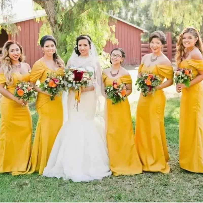 Yellow mermaid bridesmaid dresses sale