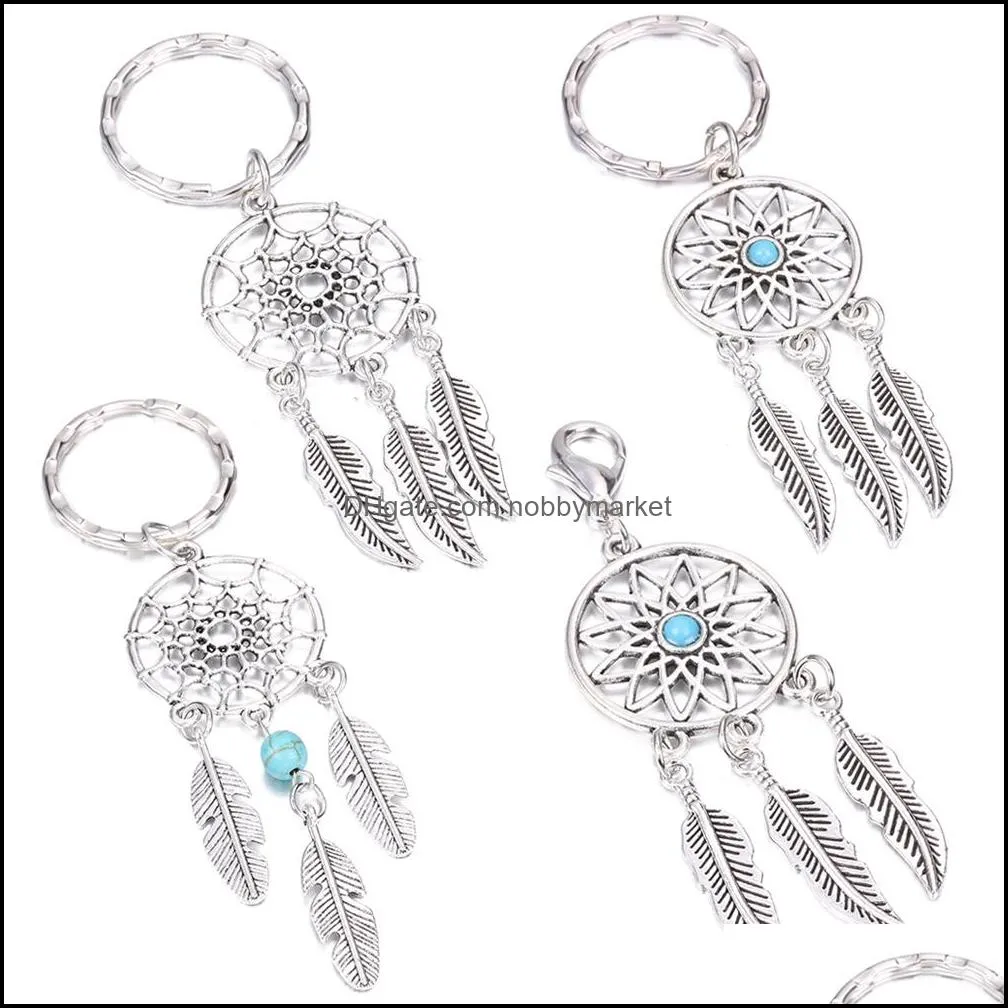 Mini Car Keyrding Handmade Dream Catcher Charm Home Decor Fearchain Перо Ювелирные Изделия Ключ Двигатель Дунцентр Подвеска Настенные Висячие Падение Доставка