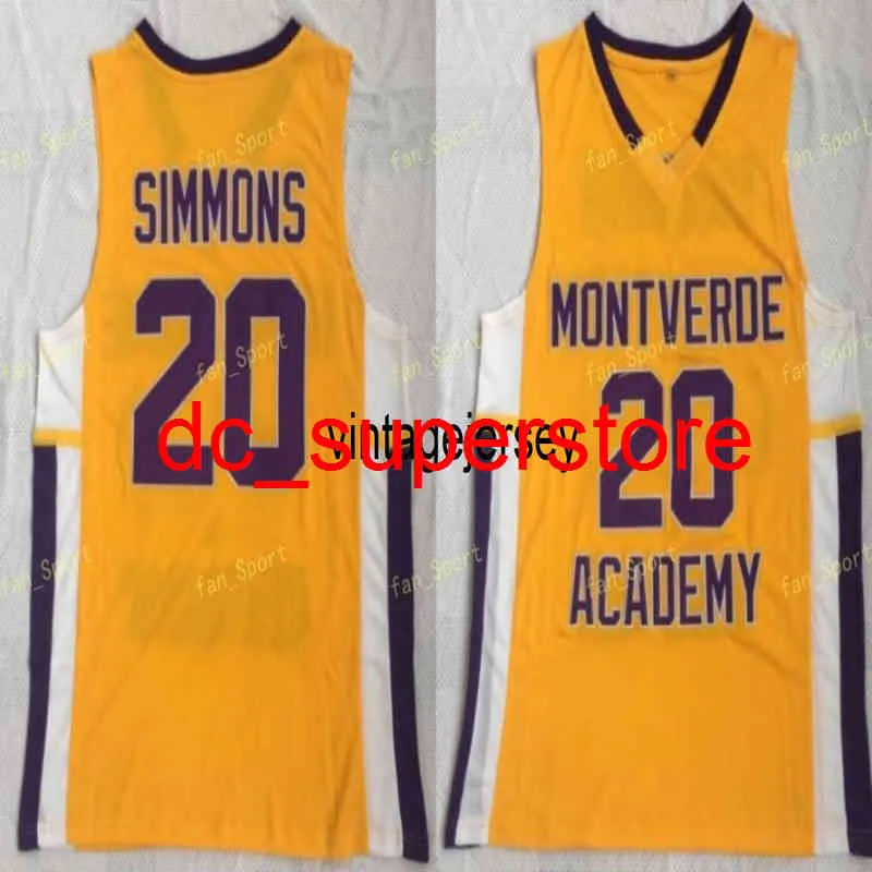 Ben Simmons 20 Jersey High School Montverde Academy Eagles Jersey de basquete Amarelo Double Stiched Letther Número em estoque