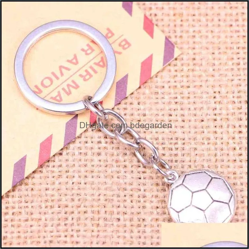 20pcs fashion keychain 18x21mm double sided football pendants diy men jewelry car key chain ring holder souvenir for gift