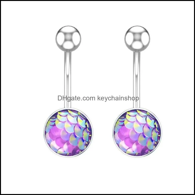 belly button ring creative fish scale navel piercing jewelry