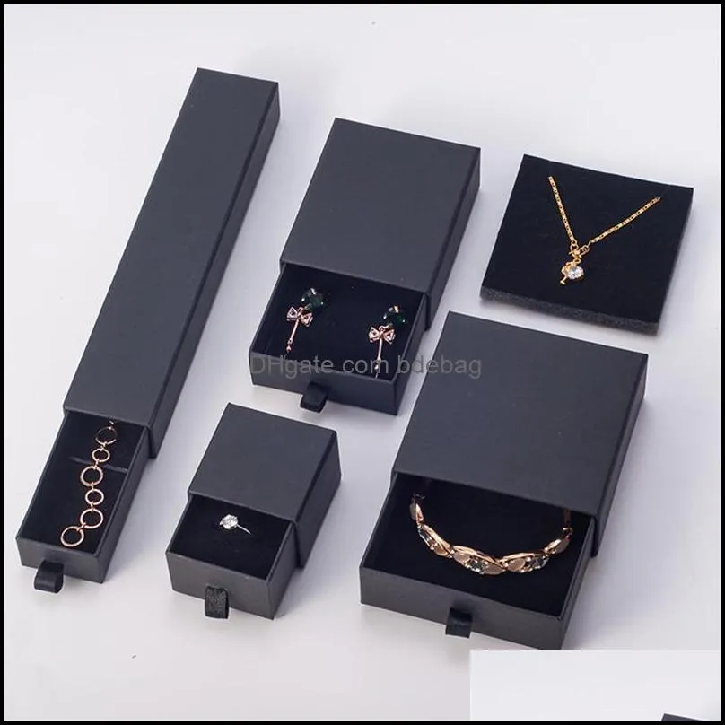 Gift Wrap 100Pcs/lot Manufacture Custom White Drawer Paperboard Box Packaging Earring Bracelet Necklace Pendant Stamping Foil Logo