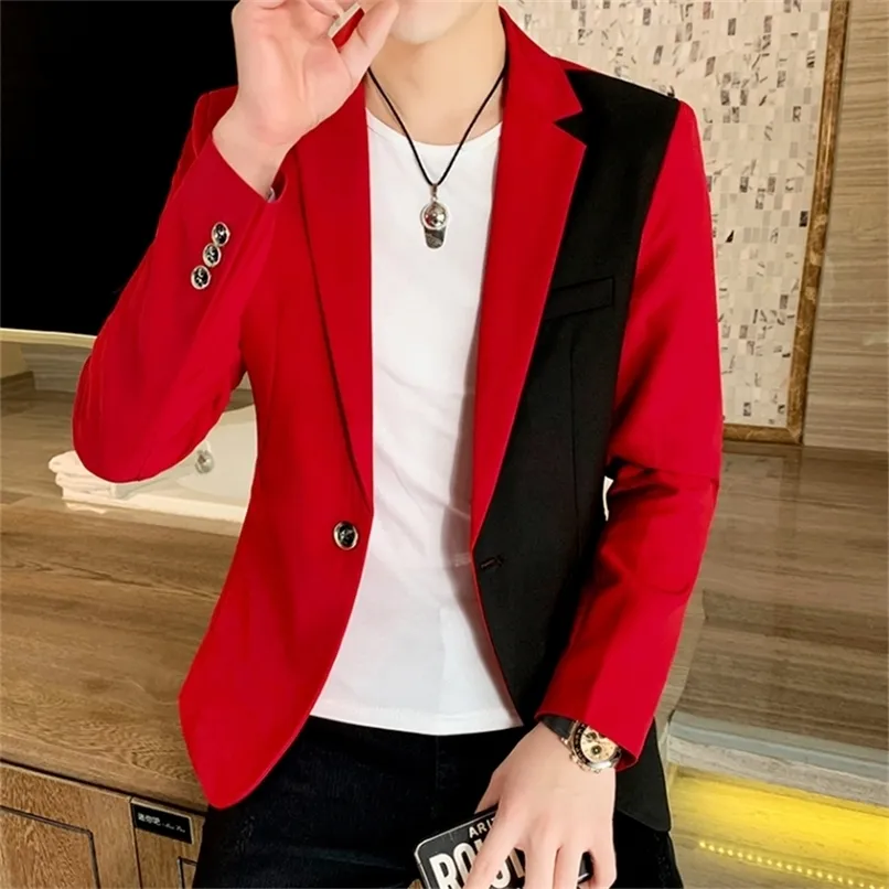 メンズスーツジャケットスプリング韓国青少年トレンドファッションカジュアルストリートウェア高品質のスリムフィットブレザーメンズブランド服220812