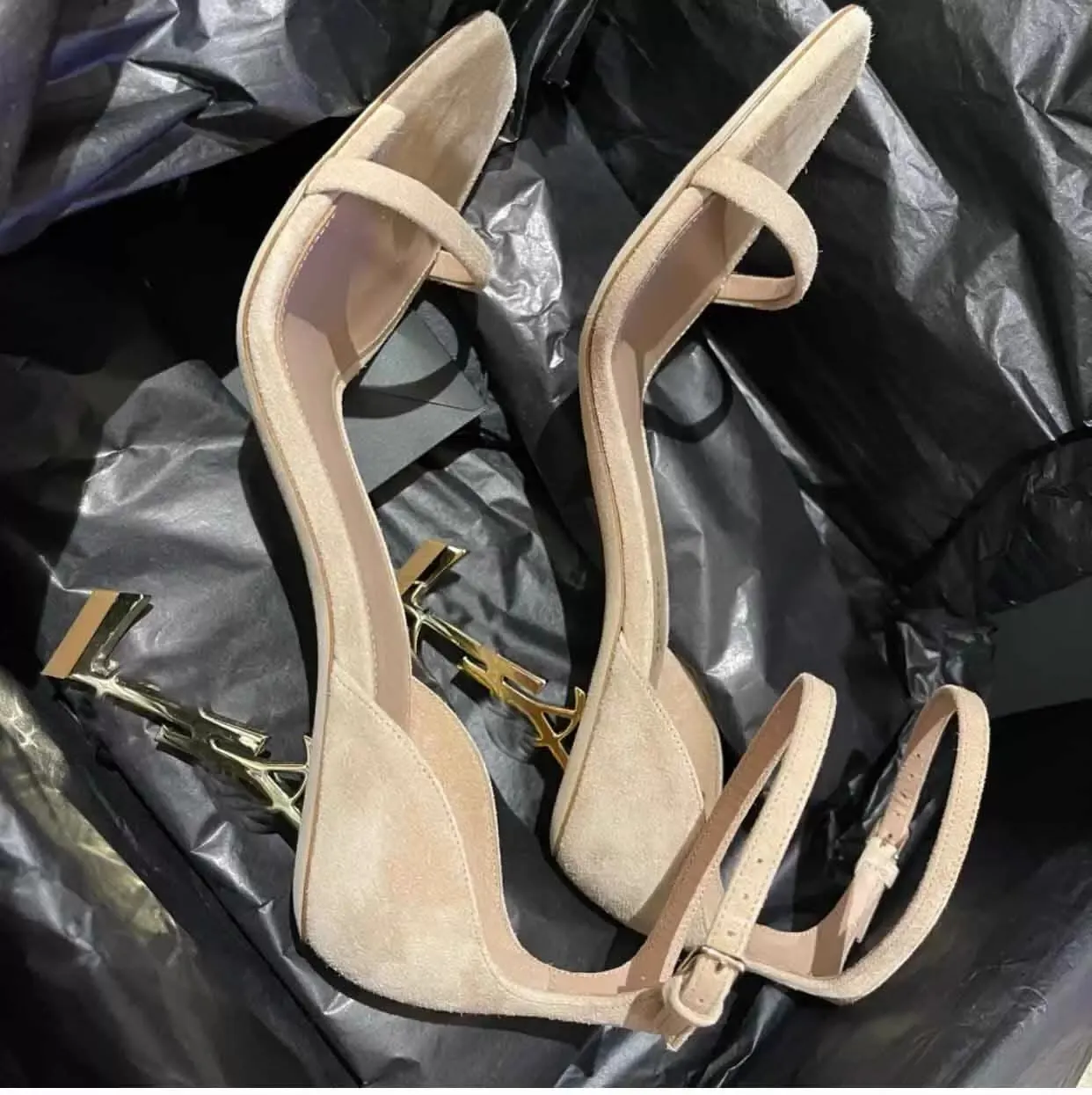 Summer Sexy Opyum Sandals Shoes Patent Leather Gold-tone Heel Ankle Strap Side Buckle Stiletto HeelS Lady Gladiator Sandalias Party Wedding EU35-42