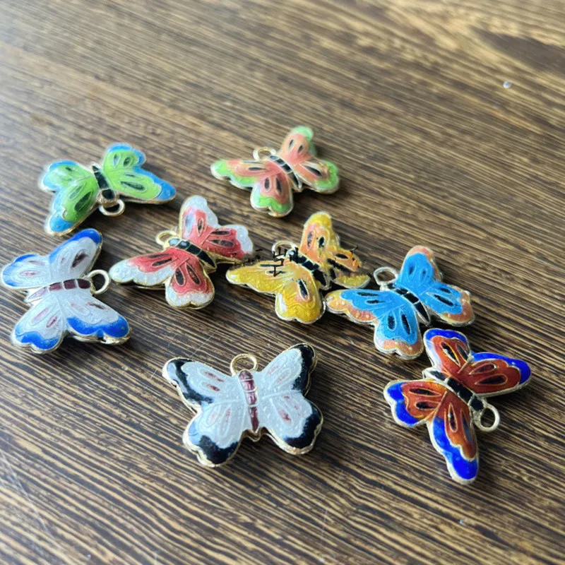 5pcs cloisonne Vintage Butterfly Charms для ювелирных изделий изготовления ручной работы эмали для животных подвеской для женщин