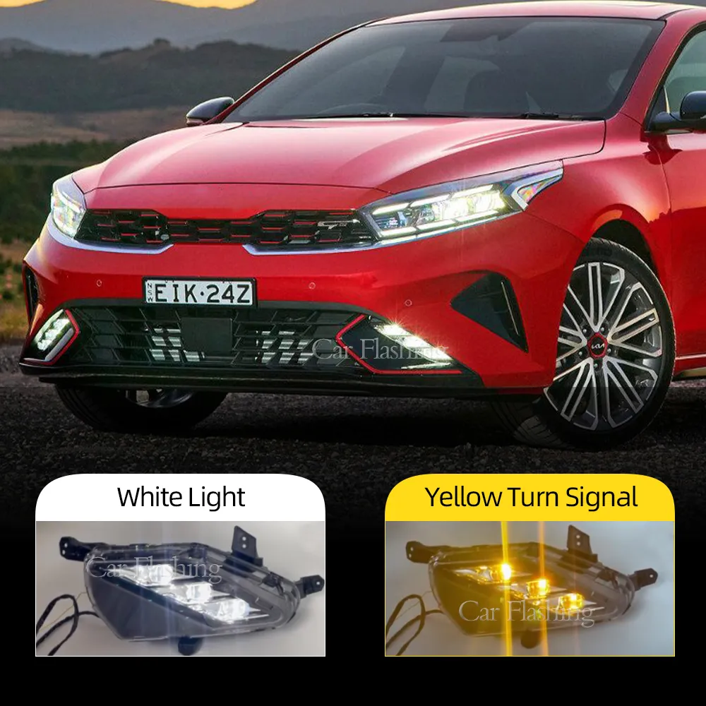 2st LED DRL dimlampor för KIA K3 CERATO 2022 dagtid Running Light Driving Fog Light Dynamic Turn Signal