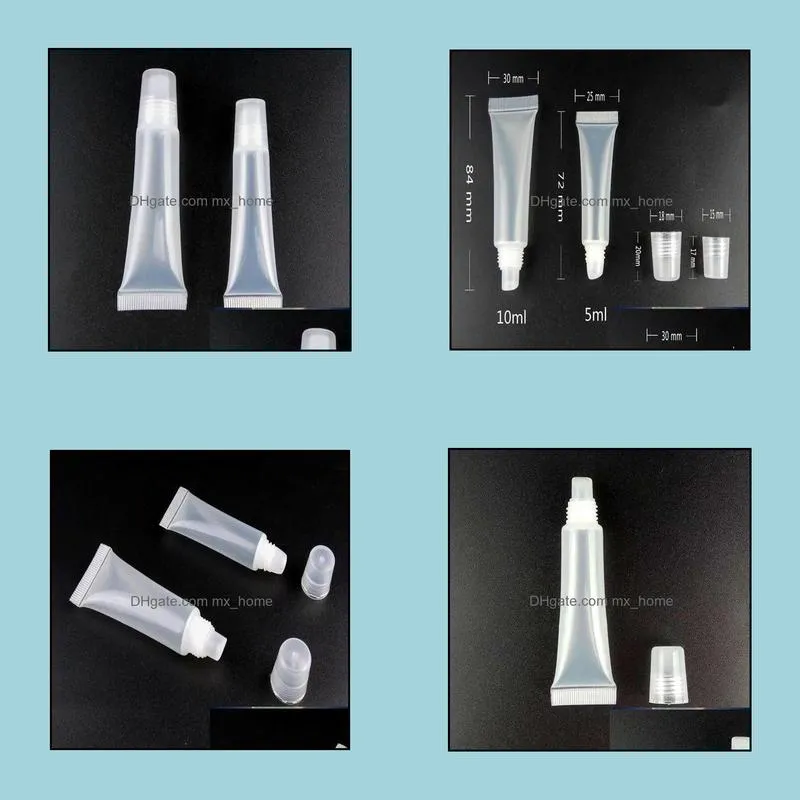 Packaging Bottles Empty Lip Gloss Containers 5ML 8ml 10ml 15ML Squeeze Clear Plastic Refillable Lipgloss Tubes Makeup