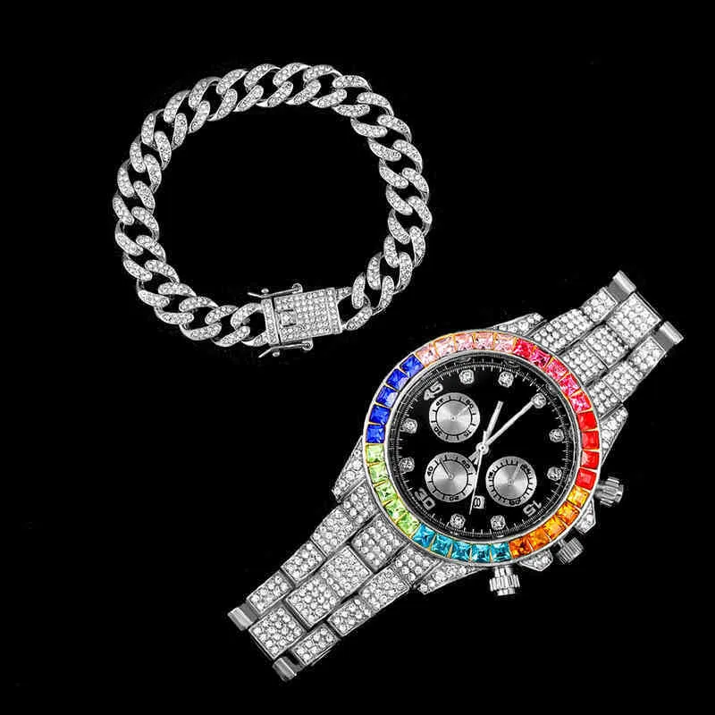 Rhintone Watch Women Men Luxury Micro Pave Iced Out Colorful Ston Cubic Zirconia Stainls Steel 3 Ey Watch Men