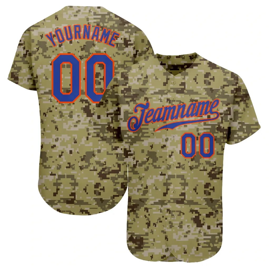 Custom Camo Royal-Orange Authentic Salute per servire Jersey di baseball