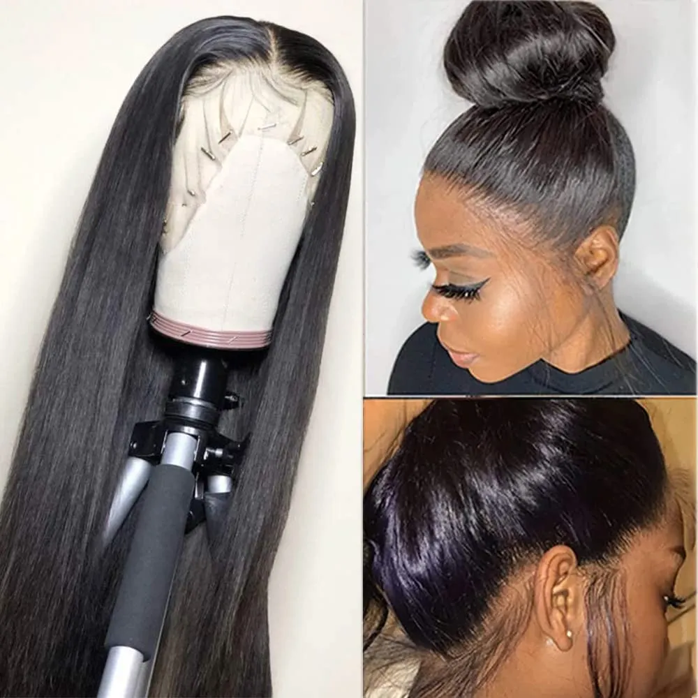 Silky Straight 360 Full Lace Front Human Hair Wigs Pre Plucked With Baby Hair