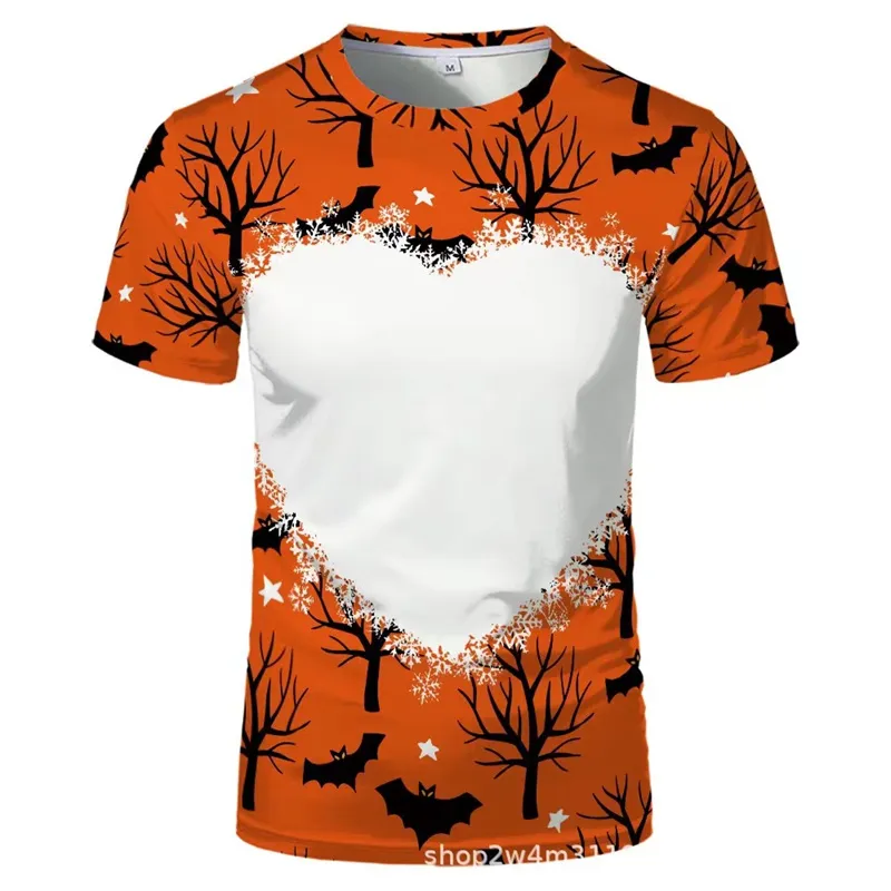 Halloween Shirt Party Supplies Sublimation Bleached T-shirt Heat Transfer Blank Bleach Shirt fully Polyester tees US Sizes for Men Women 18 colors new