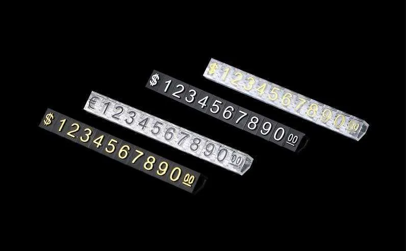 30 zestawów Cena Dollar Dollar Cube Cubes Bloki Bloki Stick Combined Number Tag Znak Watch Watch Jewelry Ceny Stojak na wyświetlacz