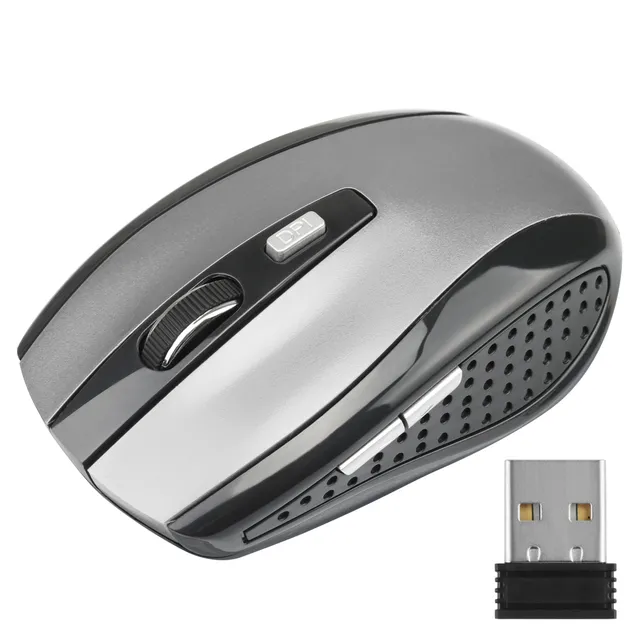 2.4GHz 무선 마우스 조절 가능한 DPI 6 버튼 컴퓨터 PC 용 USB 수신기가있는 광학 게임 무선 마우스
