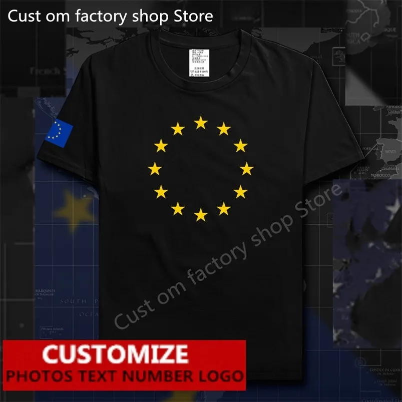 Maglietta da uomo dell'Unione Europea United in Diversity EU EUR Maglia personalizzata gratuita Nome fai-da-te Numero 100 Magliette in cotone 220616