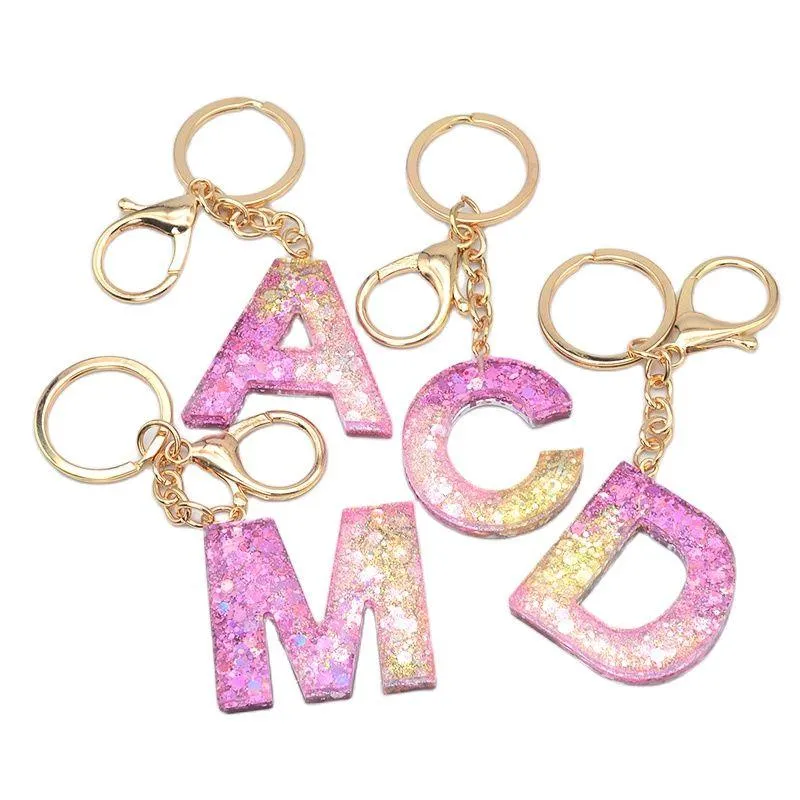 Porte-clés à la mode 26 lettre pendentif porte-clés femmes hommes acrylique porte-clés A à Z porte-clés luxe anneau breloque sac accessoires cadeau