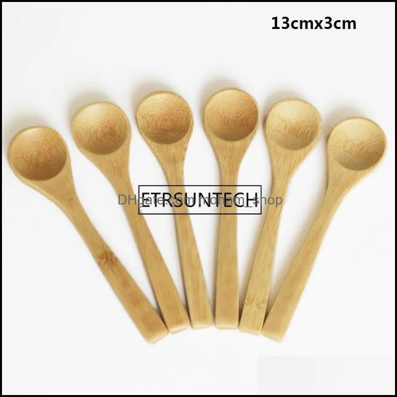 8 Size Small bamboo Spoons Natural Eeo-Friendly Mini Honey Spoons Kitchen Mini Coffee Teaspoon Kids Ice Cream Scoop 9~16cm RRA6780