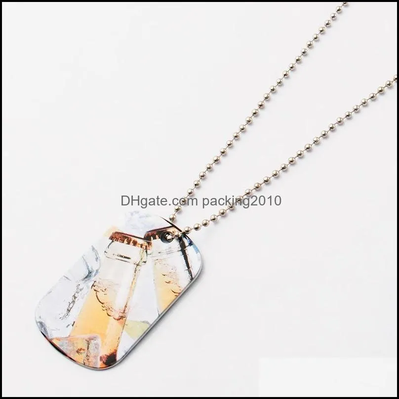 sublimation blank pendant necklace partys metal heat transfer creative dog tag diy hip hop decorative necklaces with chain wll964