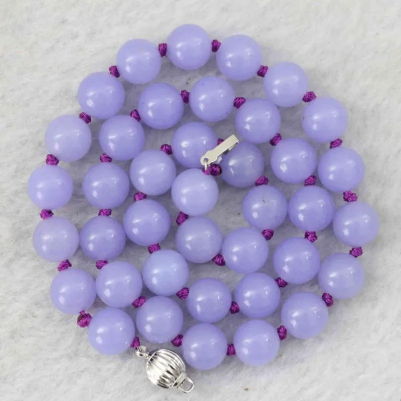 Pierre naturelle violette, Jades calcédoine, perles rondes de 8mm, 10mm, 12mm, bijoux à bricoler soi-même, collier 18 pouces, chaînes B1025 Morr22