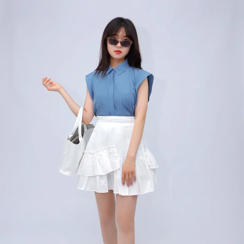 Sevimli Mini Etekler Sevimli Dikiş Peri Yüksek Bel Pileli Kısa Tasarımcı Etek Kore Moda Koleji Tarzı