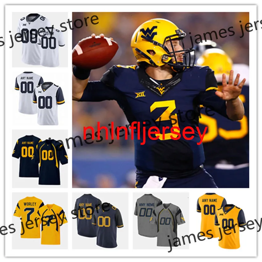 Maglia da calcio NCAA Custom West Virginia Mountaineers 13 Rasul Douglas 6 Dravon Askew-Henry 7 Brendan Ferns 8 Kwantel Raines 11 David Long