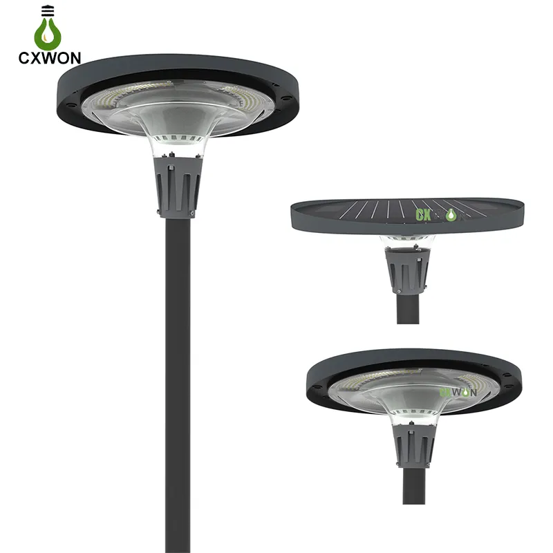 Hepsi bir 800W 1200W LED Entegre Güneş Sokağı Işıkları Akıllı Uygulama Uzaktan Kumanda Rgb Renk UFO Bahçe Işık Su Geçirmez IP65 3M 4M Daim