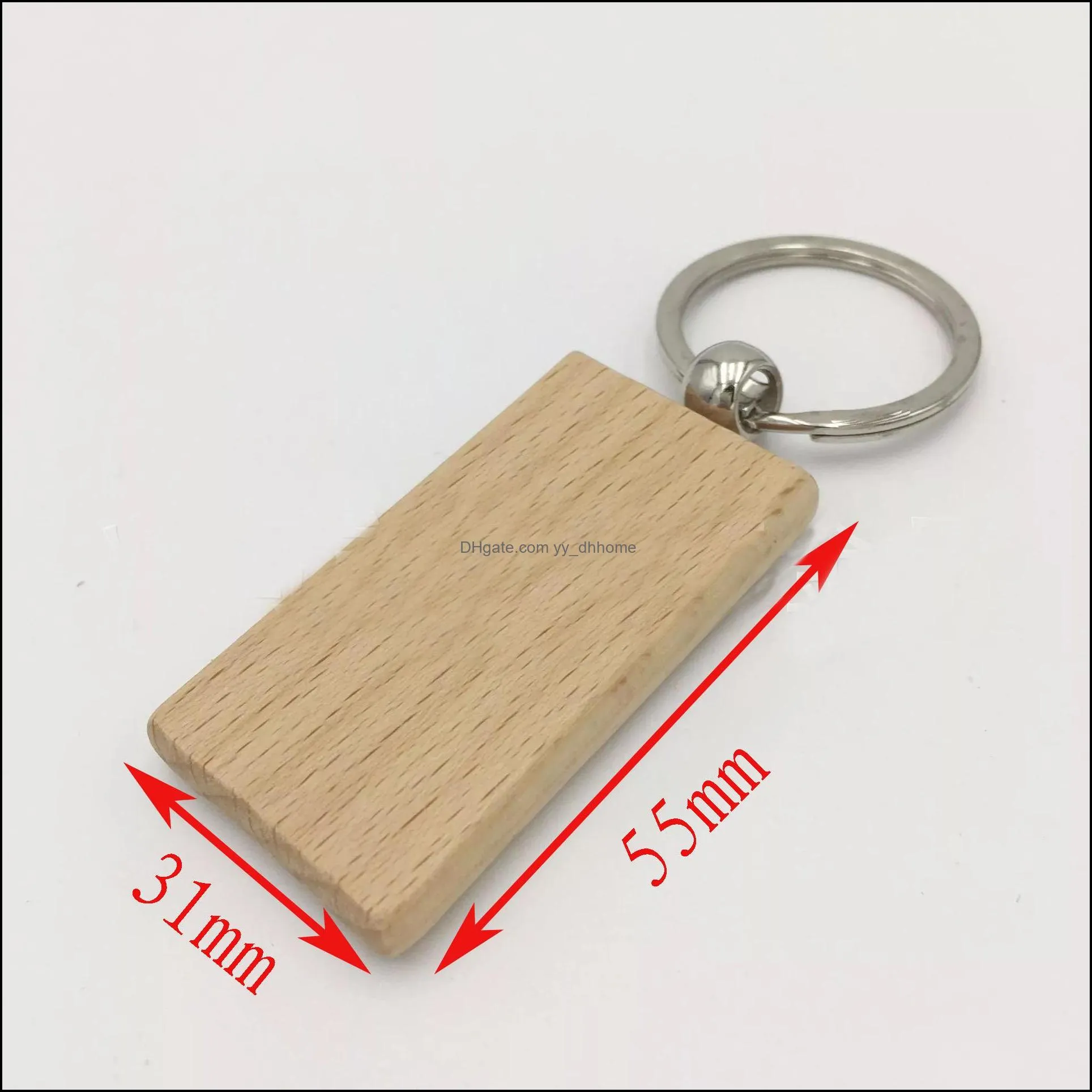 blank wood key chain holders round square rectangle shape personalized edc wooden keychains diy craft keyrings gift free dhl