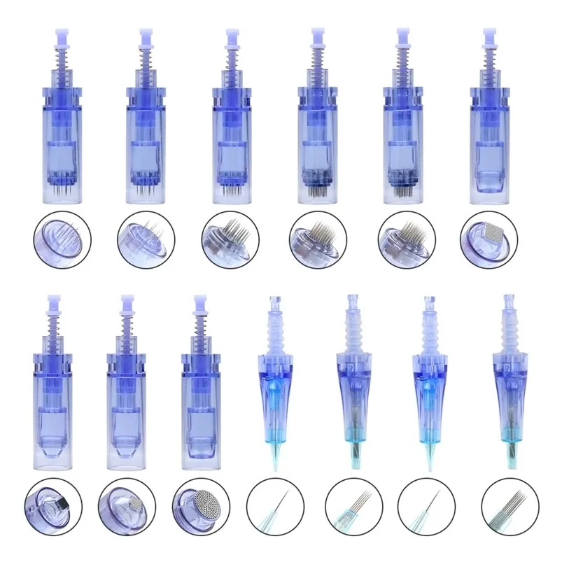 10 / PCS Blue Bayonet Dr.pen Ultima A1 Игла-картриджи кожа Re MicroNEEDLE DERMA ROLKER Смена Татуировки TATTOO 36 PIN-код / ​​NANO 220316