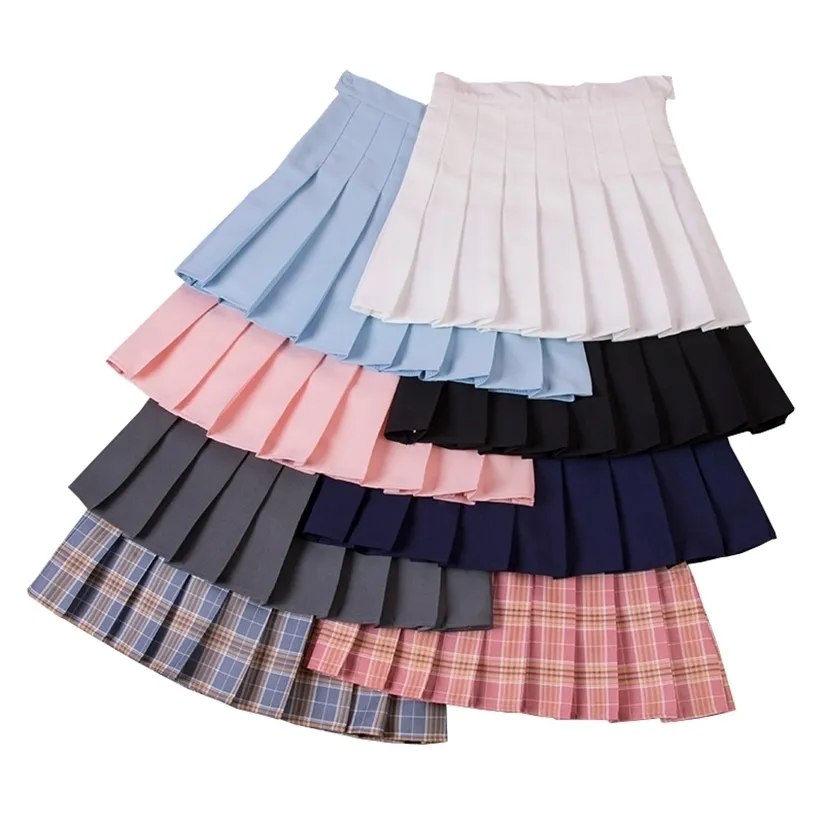 Koreanische Mode Sommer Y2k Frauen Faltenrock Lila Reißverschluss Hoch taillierte Harajuku Schuluniform Kurze Plaid A-Line Miniröcke 220322