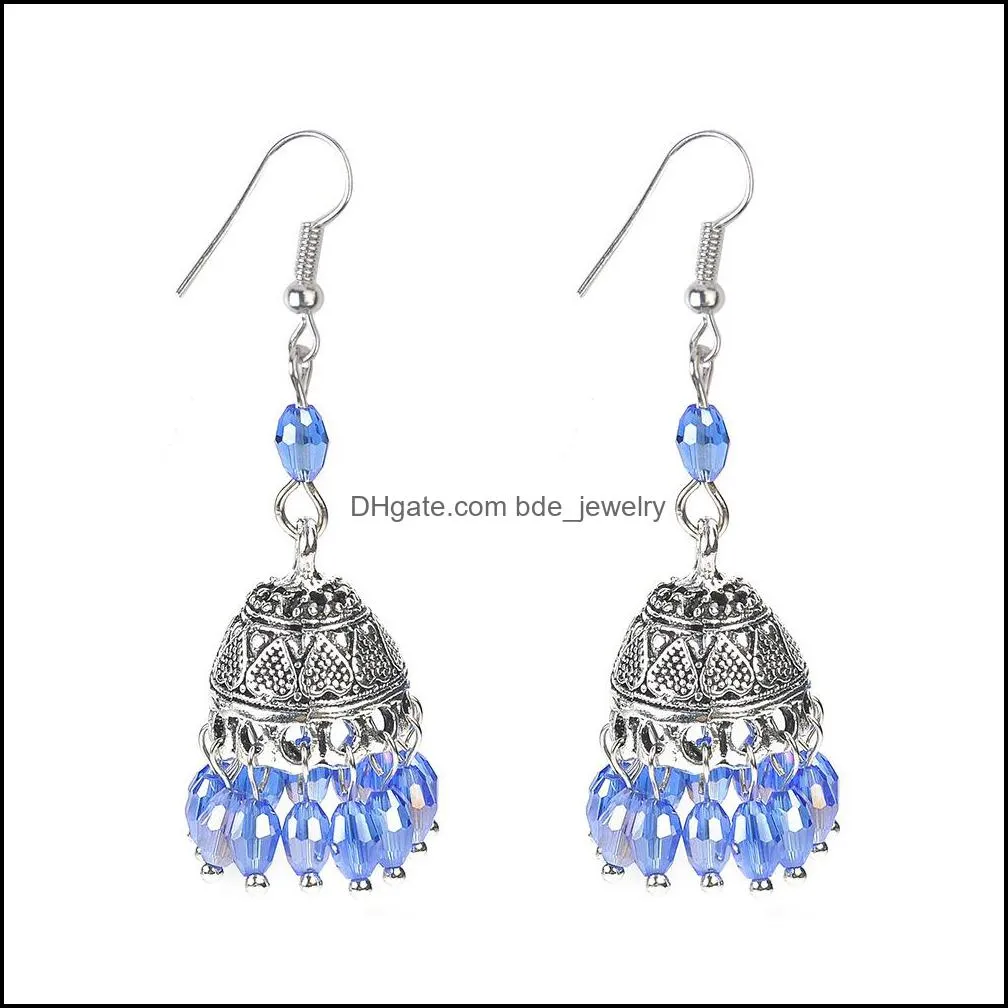vintage ethnic carved tassel earrings jewelry hollow out flower bells drop earrings for women dangle long ear jewelry accessories