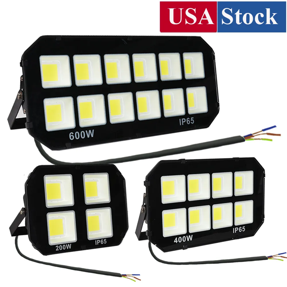 Buiten LED -overstromingsverlichting, 100W 200W 300W 400W 500W 600W Landschapsverlichting, waterdichte IP65, Floodlights USA Stock