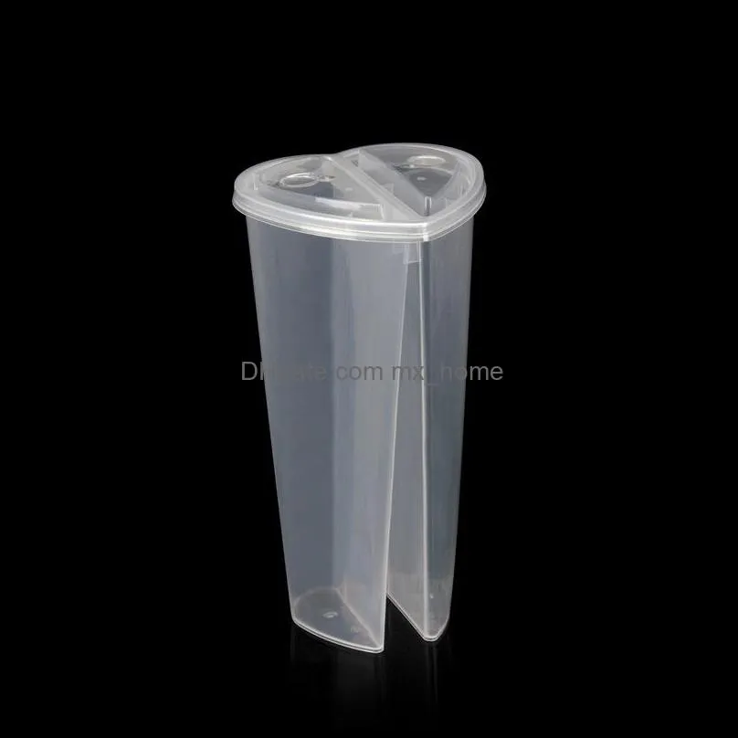 2020 Heart Shaped Double Share Cup Transparent Plastic Disposable Cups with Lids Milk Tea Juice Cups for Lover Couple